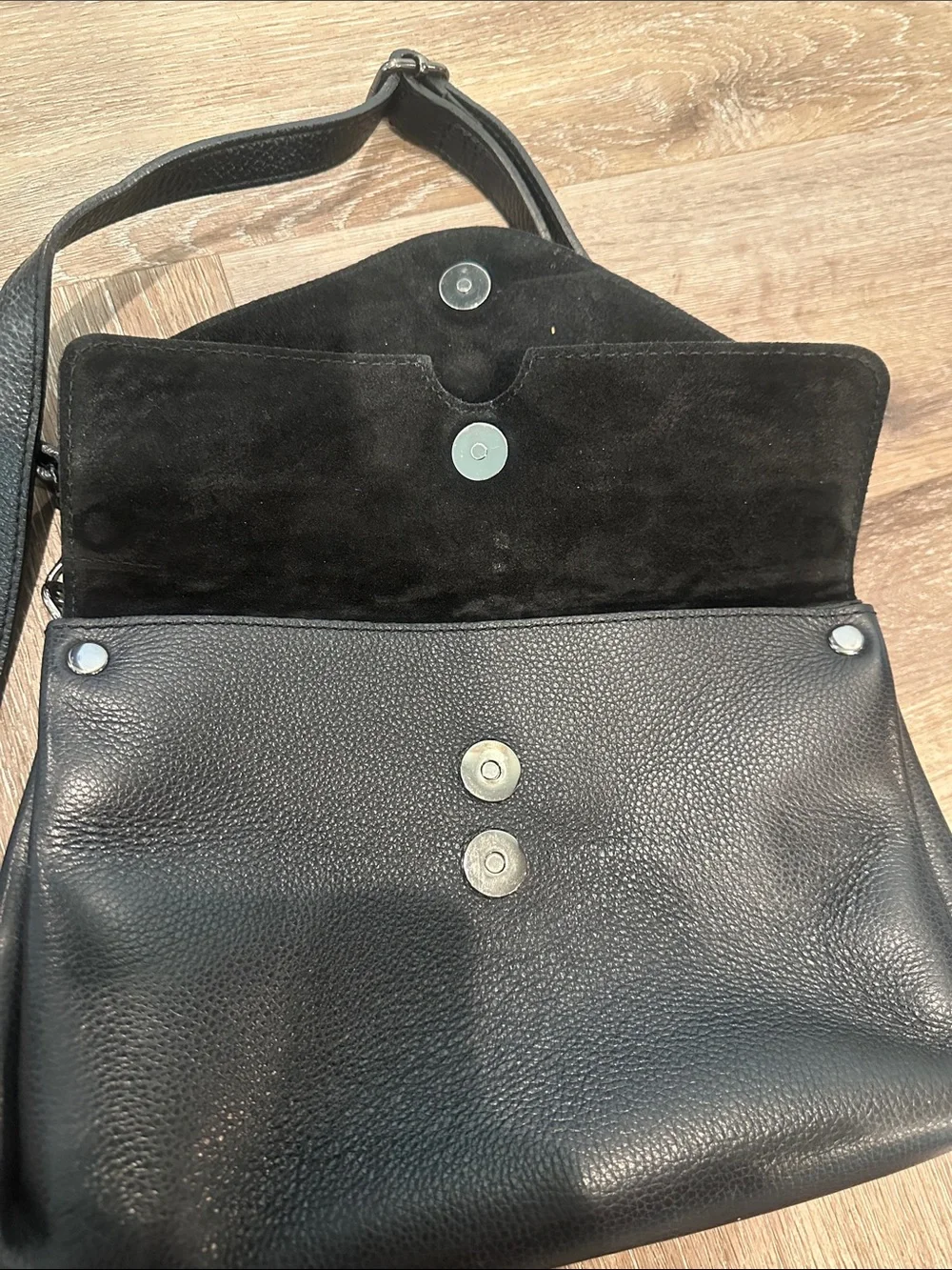 Italian Leather Black Crossbody Bag